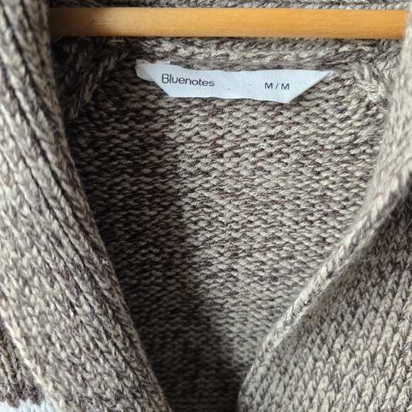 Bluenotes Horses Equestrian Acrylic Cardigan Sweater Tan Brown Medium - Picture 3 of 8